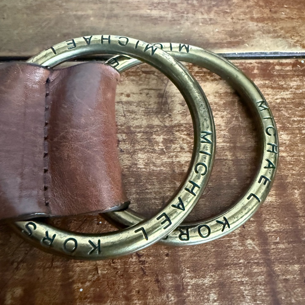 Michael Kors Brown Leather Belt With Brass Buckle - Picture 11 of 15